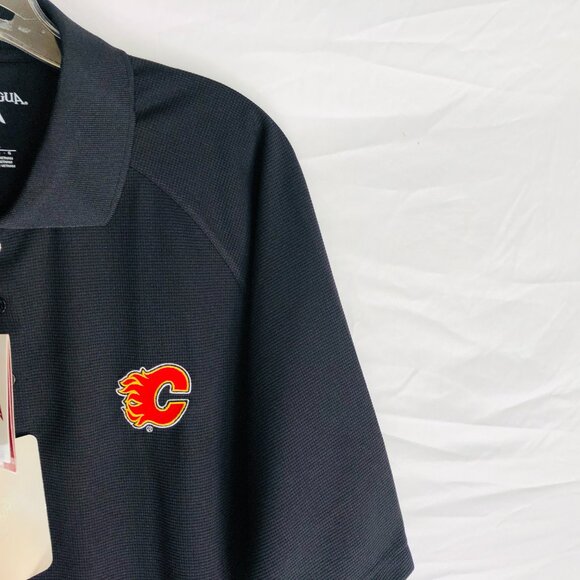 NEW Calgary Flames Antigua Men's Size Large Black Polo Shirt NWT - Picture 2 of 4